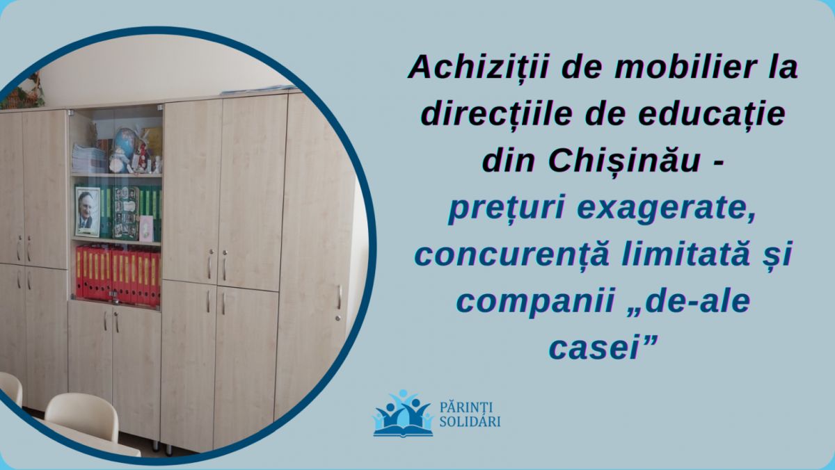 Read more about the article Achiziții de mobilier la direcțiile de educație din Chișinău – prețuri exagerate, concurență limitată și companii „de-ale casei”